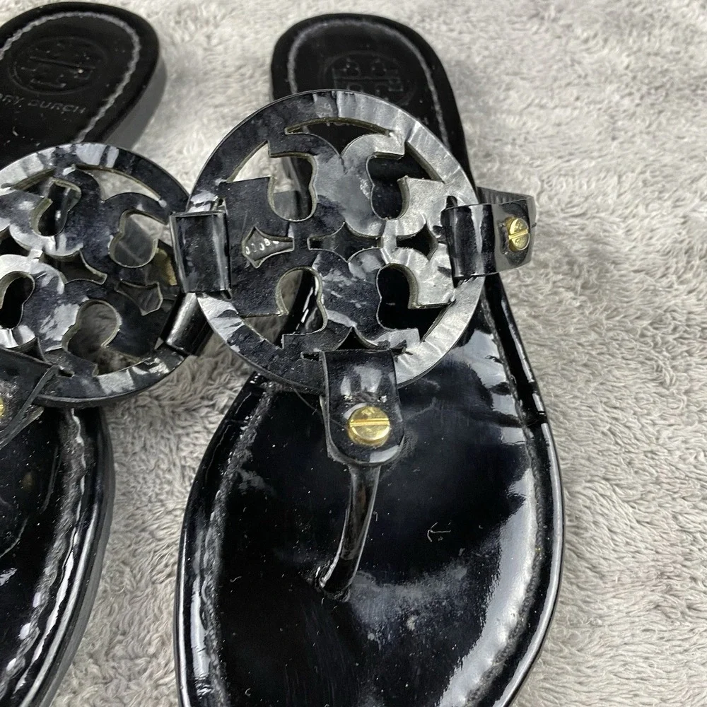 Tory Burch Miller Sandals Womens Size 6M Black Leather